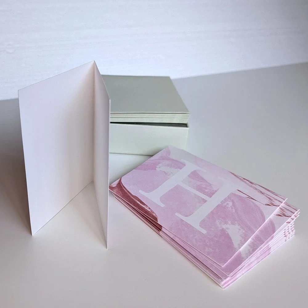 Anthropologie Monogram Letter H Pink Stationery Folded Note Cards with Envelopes